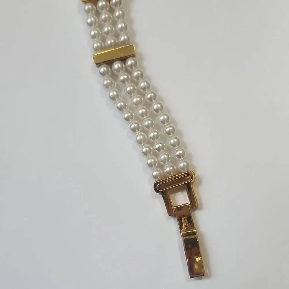 Vintage Gold Tone and Faux Pearl Women's Watch